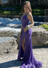 Lydia | Mermaid Appliques Lace Purple Long Prom Dress - Price #price_variant_lowest# - Purple - PromDressClub